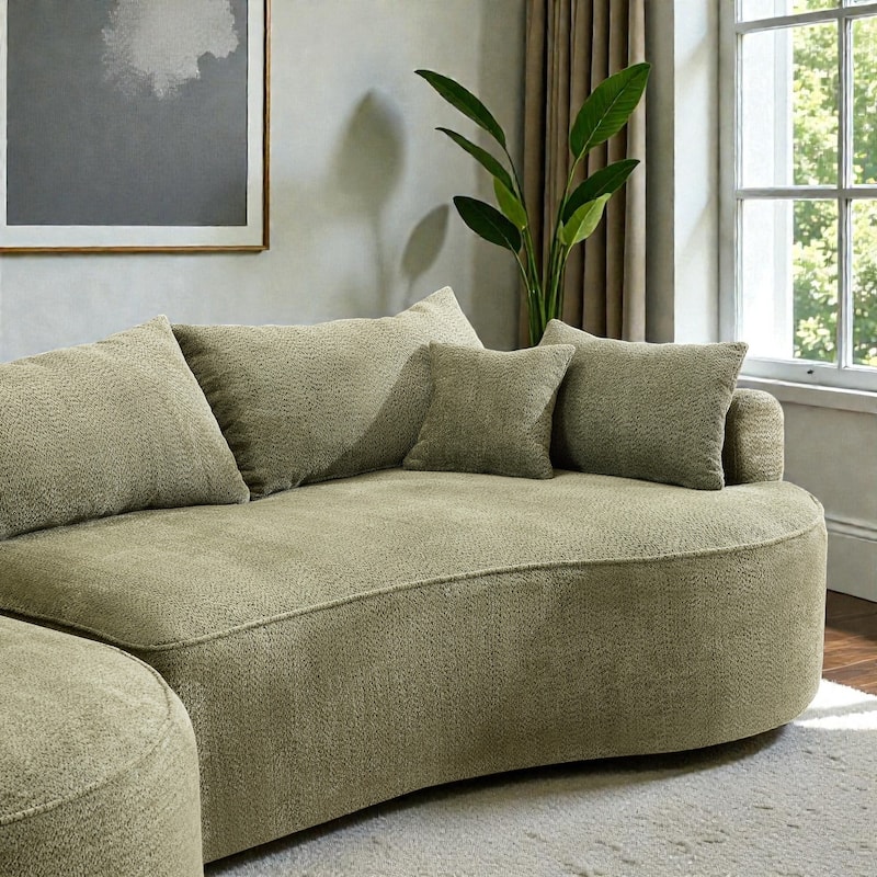 124.5 Inch Oversized Cloud Sofa, Modern Boneless Chenille Couch with Pillows, No Assembly Sofa for Living Room