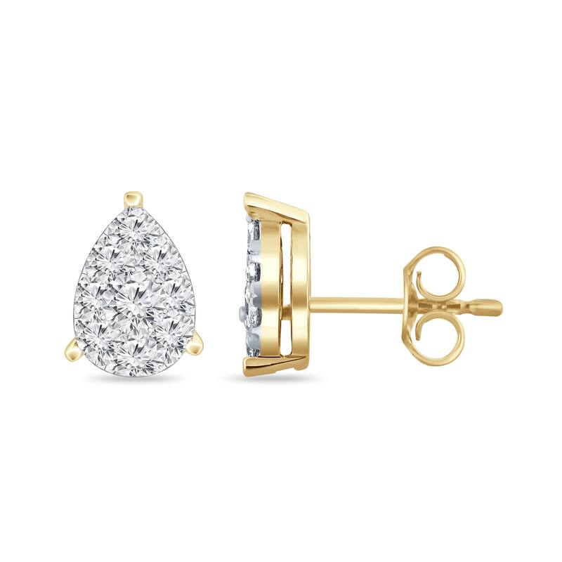 Auriya 14k Gold 3/4ctw Teardrop Pave Diamond Stud Earrings (H-I, I1-I2)