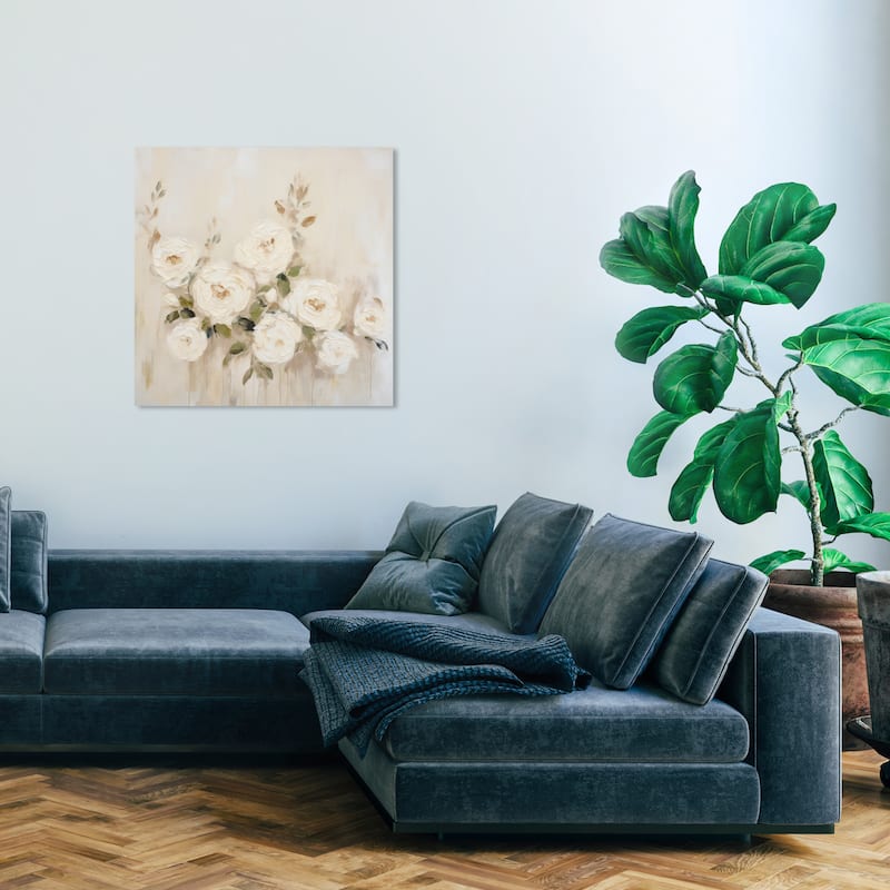 Wynwood Studio Canvas Floral and Botanical Vanilla Scent Flowers White and Cream White Rustic Wall Art Canvas Print - 30 x 30