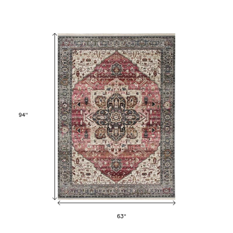 HomeRoots Medallion Modern Rectangle Area Rug - 5' X 8'