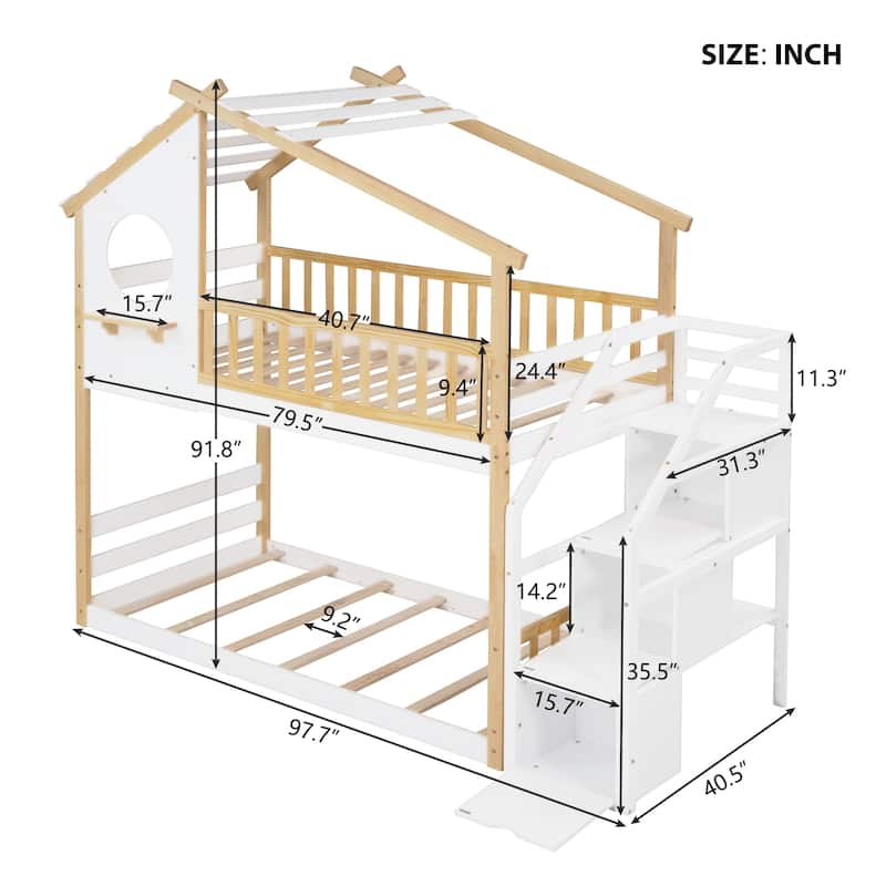Twin-over-Twin Bunk Bed with Round Window