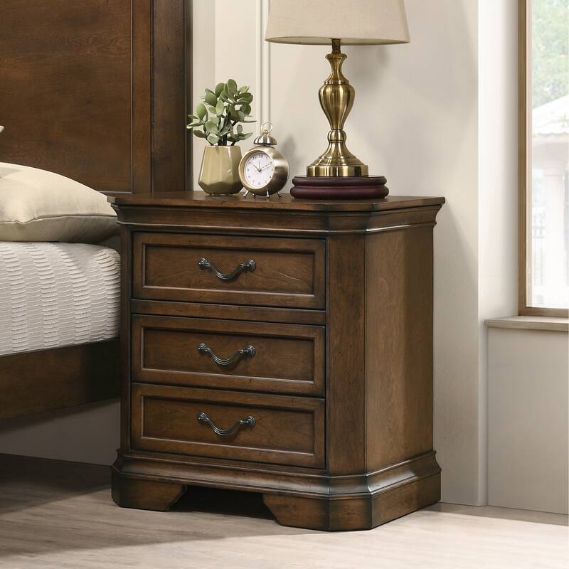 Roundhill Furniture Maderne Traditional Wood Panel Bed with Dresser, Mirror, Two Nightstands, Chest