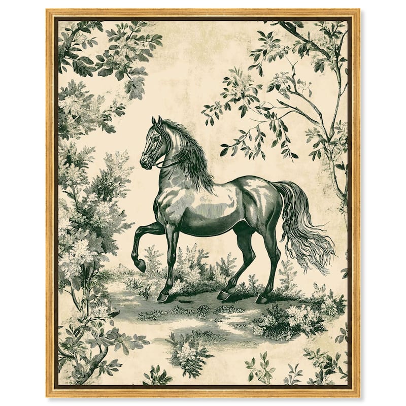 Equestrian Etching Canvas by Art Remedy - 24" x 30" - Gold