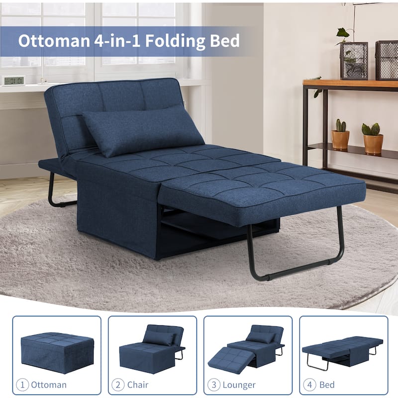 Ainfox Adjustable Sofa Chair Sleeper Sofa Bed Ottoman Couch with Metal Frame