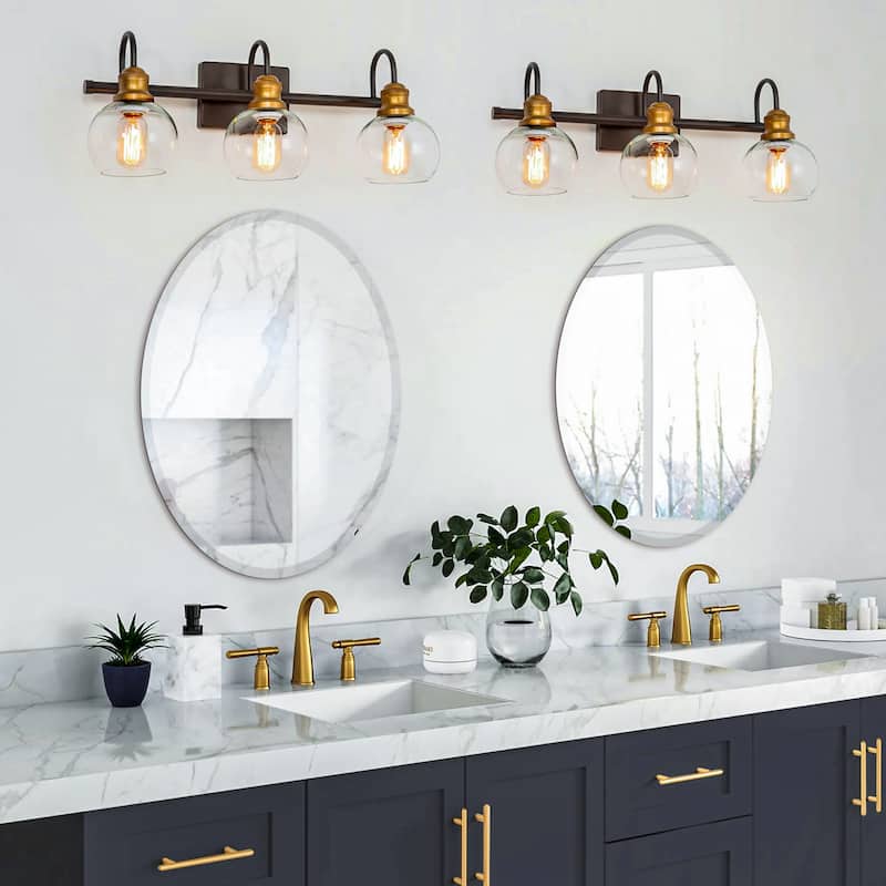 KOHROS Modern Beveled Oval Bathroom Vanity Frameless Wall Mirror