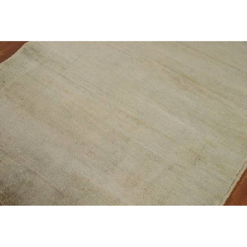 Modern Gabbeh Oriental Foyer Rug Handmade Beige Wool Carpet - 3'5"x 5'0"