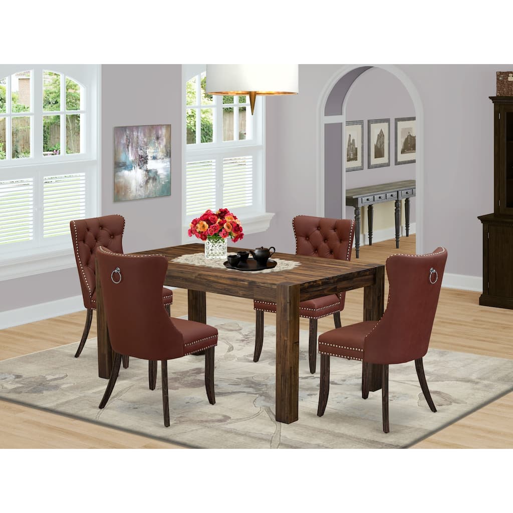 East West Furniture Dining Table Set Consists of a Rectangle Table and Chairs, Distressed Jacobean (Pieces Options)