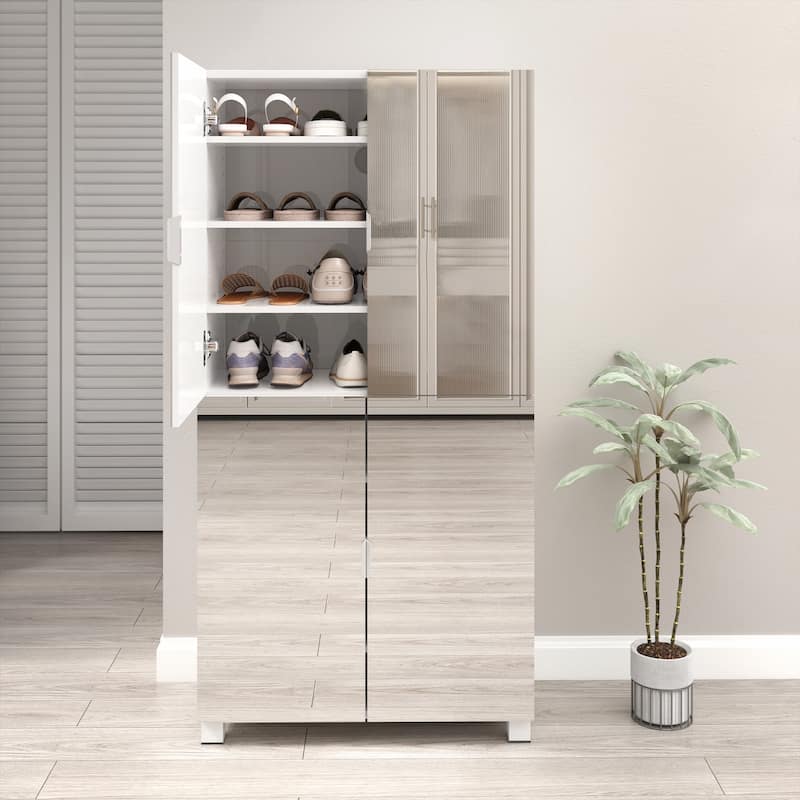 8 Tier Shoe Storage Cabinet with Mirror Door