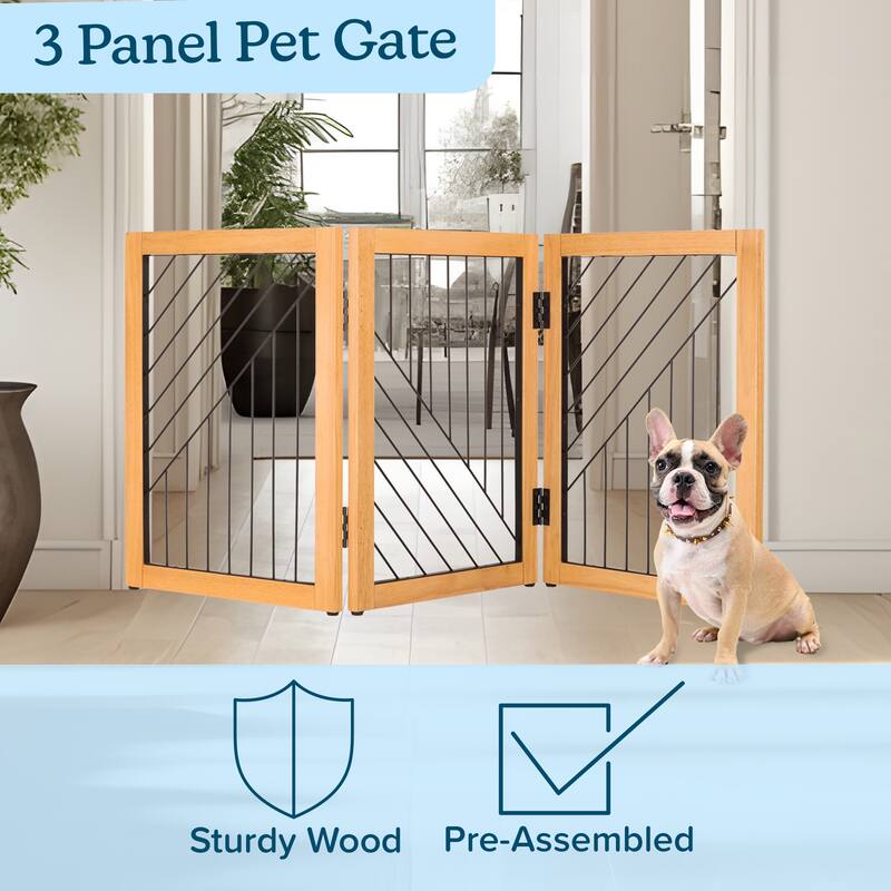 PETMAKER 3-Panel Foldable Pet Gate, Natural - N/A