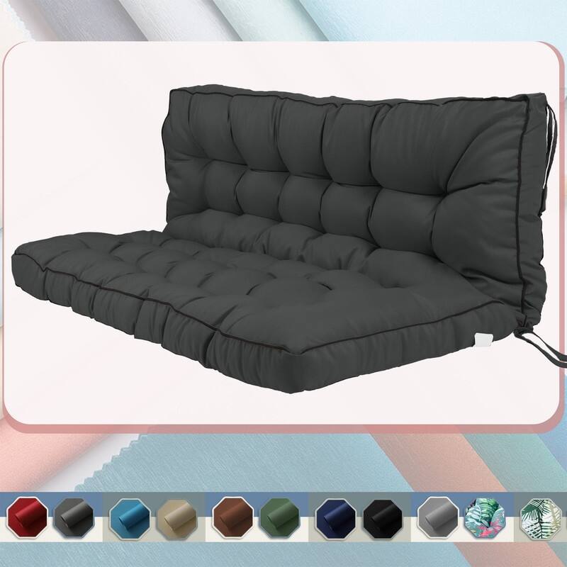 Porch Swing Replacement Cushion, 55in Outdoor Bench Cushions with Backrest Thicken 4" - 40x55in - Dark Grey