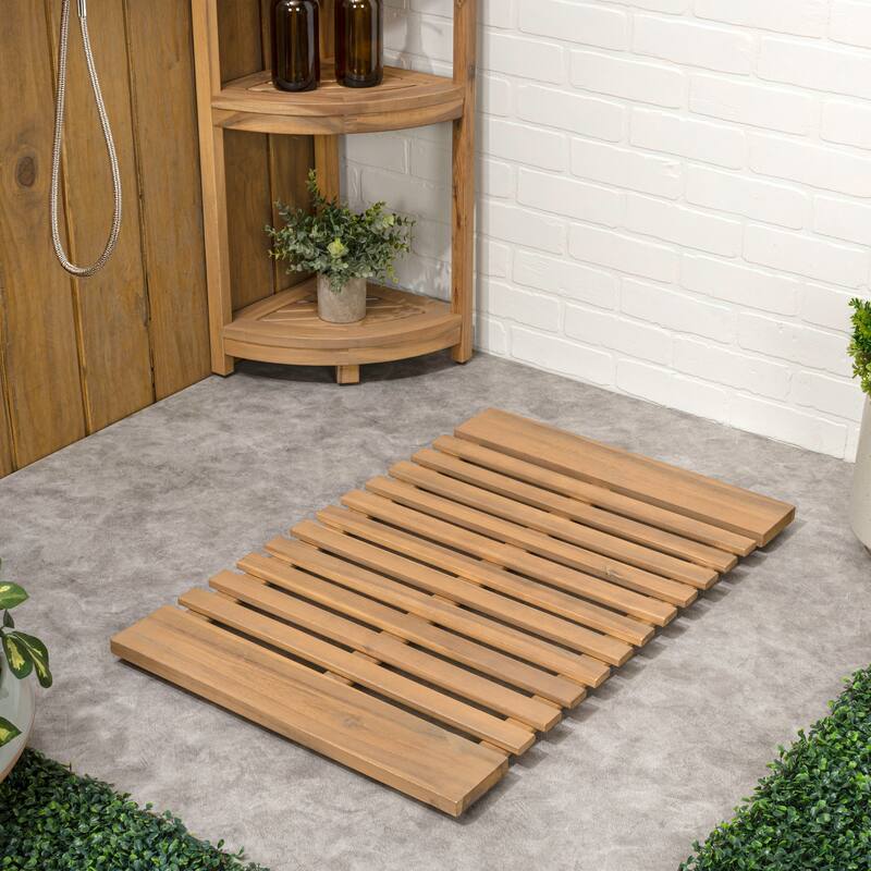 Paige Acacia Wood Slat Natural Indoor/Outdoor Shower Mat