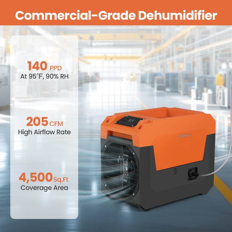 Costway 140 Pints Commercial Dehumidifier with Pump, Drain Hose for - See Details
