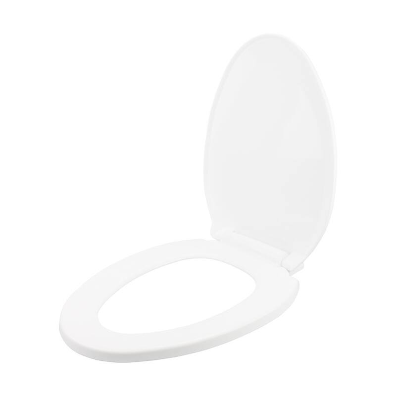 White Toilet Seat Elongated Slow Close Toilet Seat with Non Slip Seat Bumpers and Adjustable Hinge (Set of 3) Renovators Supply