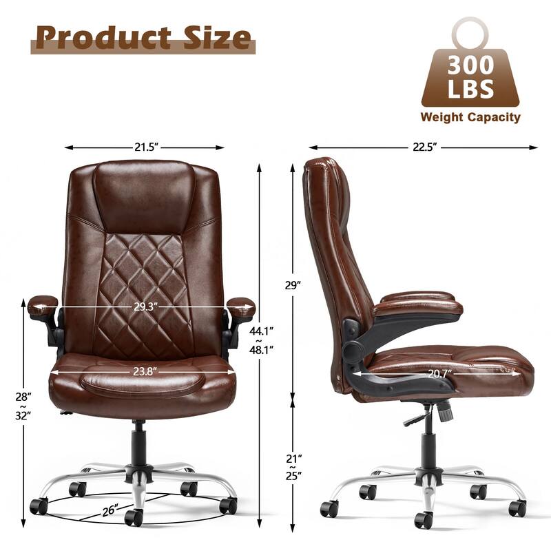 Executive Office Chair w/ Flip-Up Arms & Lumbar Support