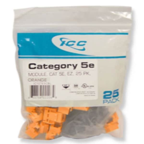 Ic107E5Cor - 25Pk Cat5 Jack - Orange - Pictured. Opens flyout.
