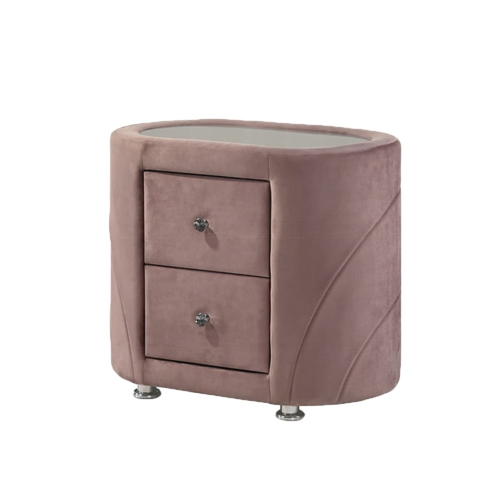 Velvet Upholstered Nightstand with 2 Drawers
