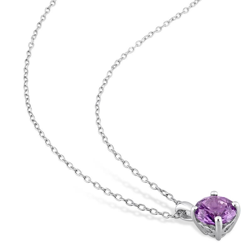 Miadora Created Alexandrite Solitaire Birthstone Necklace in Sterling Silver