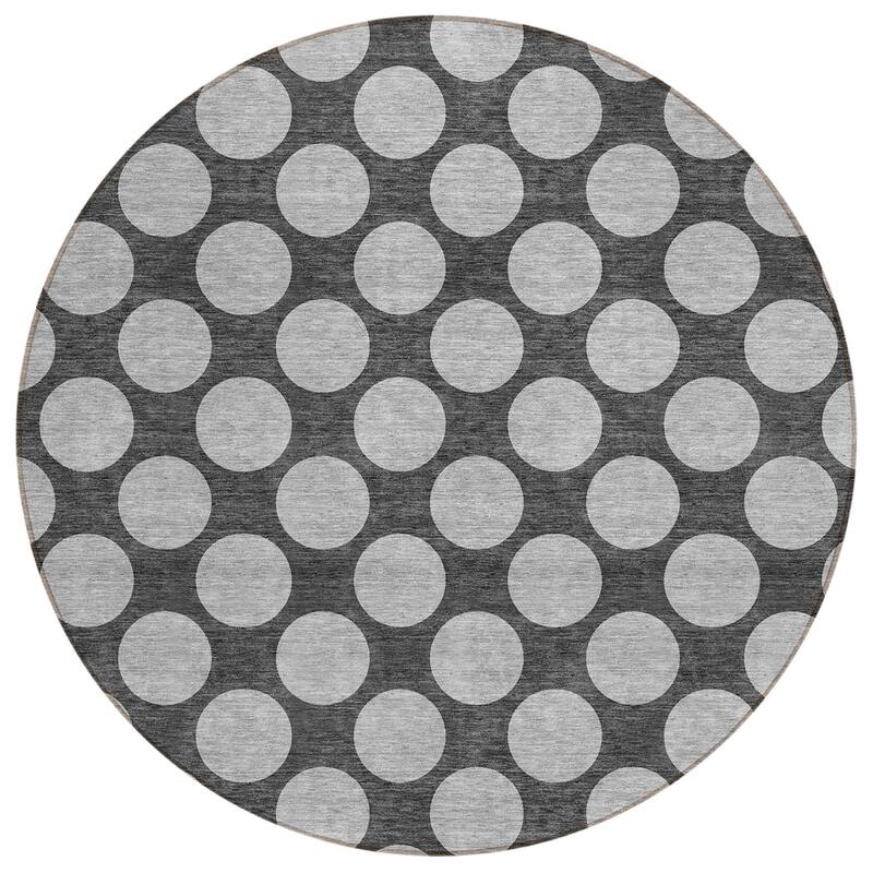 Machine Washable Indoor/ Outdoor Polka Dots Chantille Rug