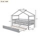 preview thumbnail 23 of 78, Pine Wood House Platform Bed with Trundle and Headboards, Creativity House Shape, Sturdy Construction