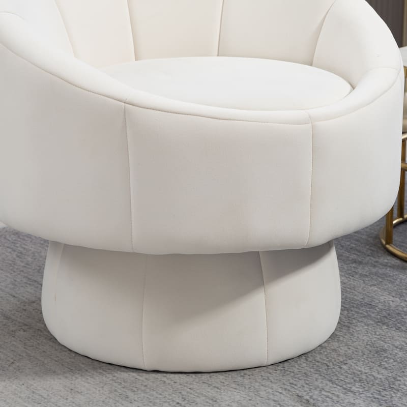 Modern 28.75" Velvet Upholstered 360° Swivel Accent Chair with Wood Frame and Waist Cushion