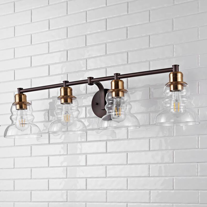 Modernist Vintage Metal/Glass Industrial Rustic LED Vanity, by JONATHAN Y