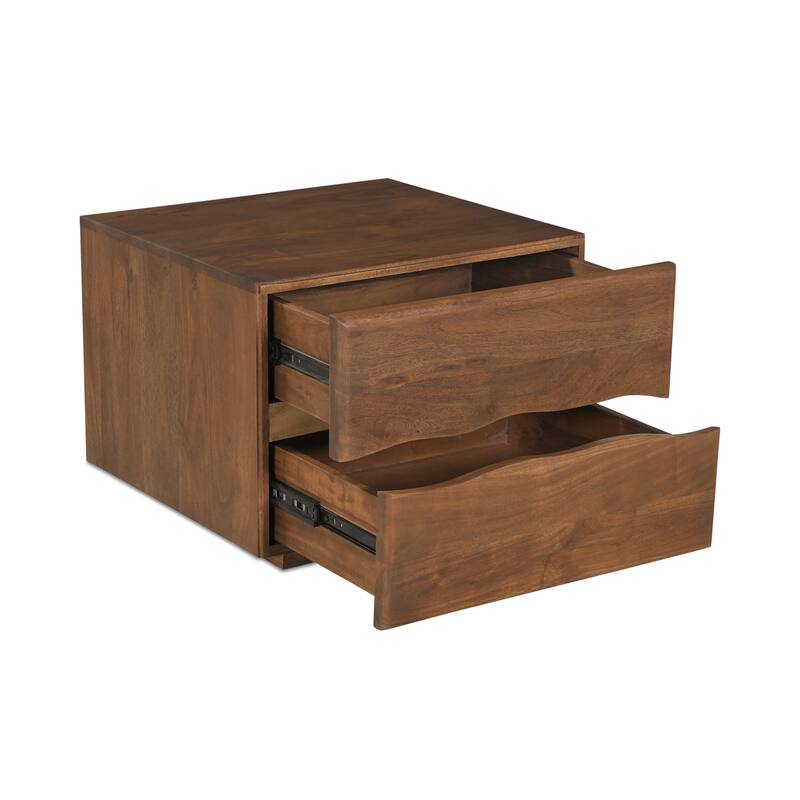 Aurelle Home Wassai Live-Edge Acacia Wood 2-Drawer Nightstand