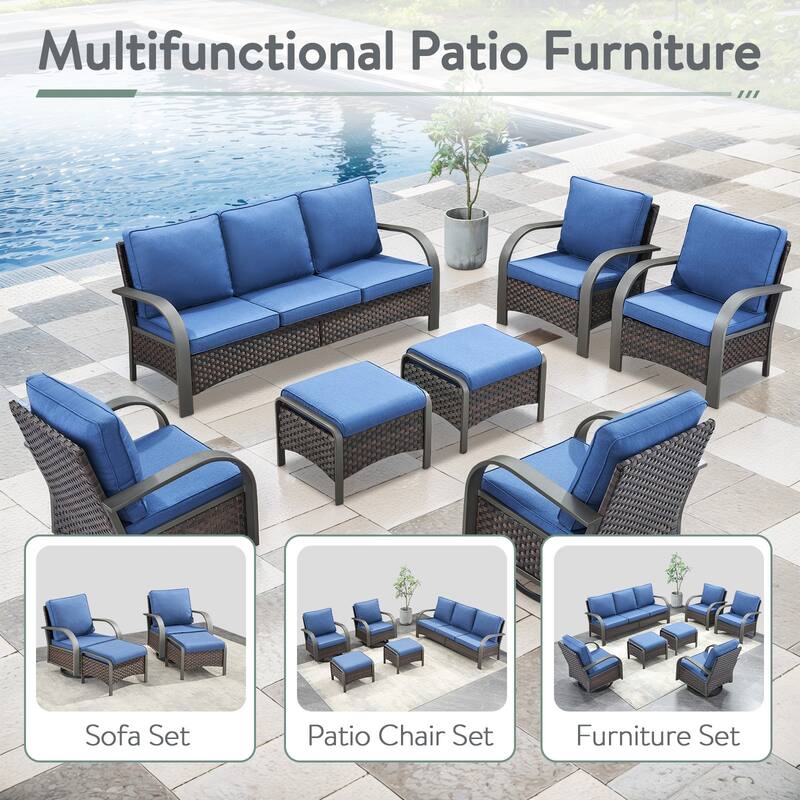 4 Piece Patio Outdoor Chair with Ottomans