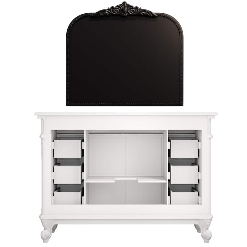 48-Inch British Vintage Solid Wood Bathroom Vanity with Sink – Elegant Antique-Inspired Design