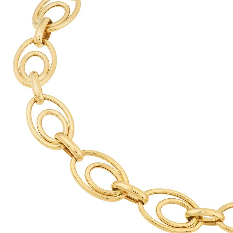 Curata 14k Yellow Gold 7.25" Gradual Double Oval Link Bracelet