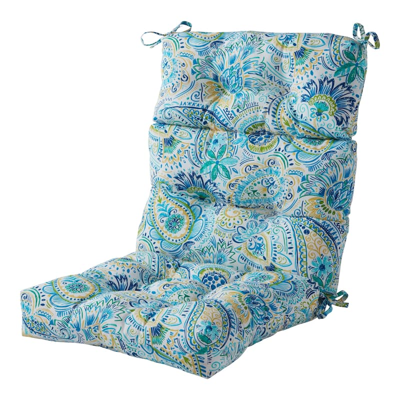 Greendale 44x22-inch Painted Paisley Outdoor High Back Chair Cushion (Cushion Only) - Baltic