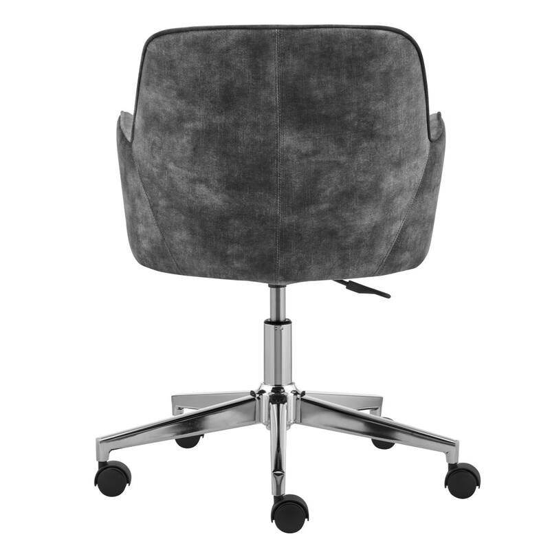 Dark Gray and Silver Velvet and Steel Adjustable Swivel Rolling Conference Office Chair - 23.63' X '33.08' X '21.86