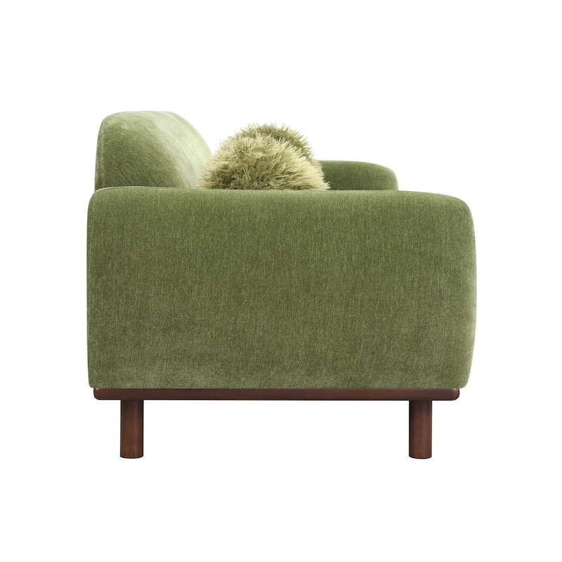 Furniture of America Velin Mid Century Modern OEKO TEX Chenille Sofa with Ball Pillows