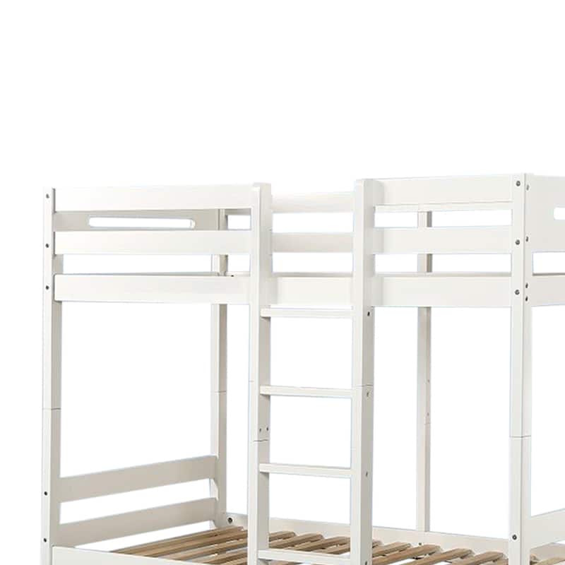 Wooden Twin over Twin Bunk Bed in White Finish