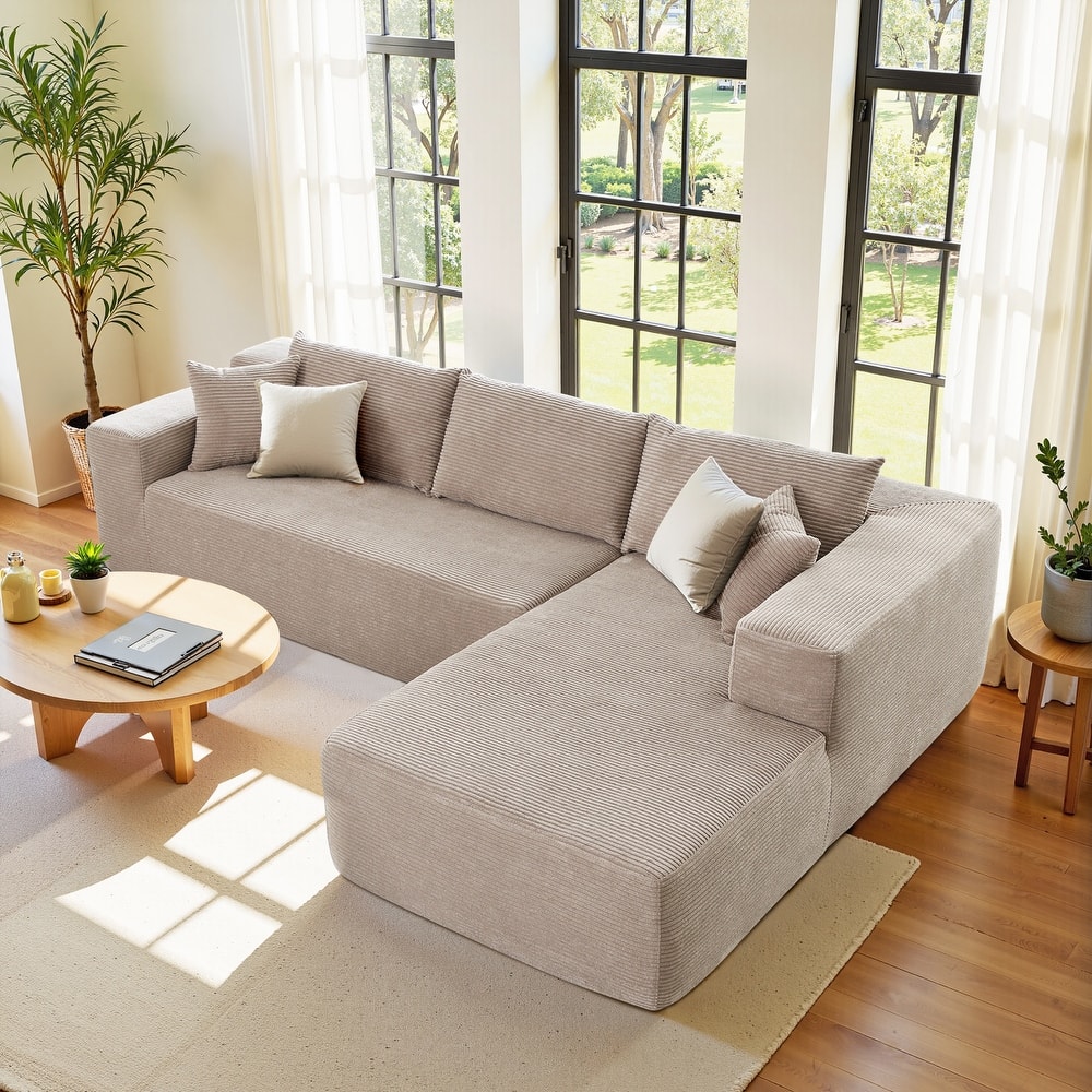 HOOOWOOO Modern Minimalist Style Sectional Couch Modular Corduroy Sofa for Living Room
