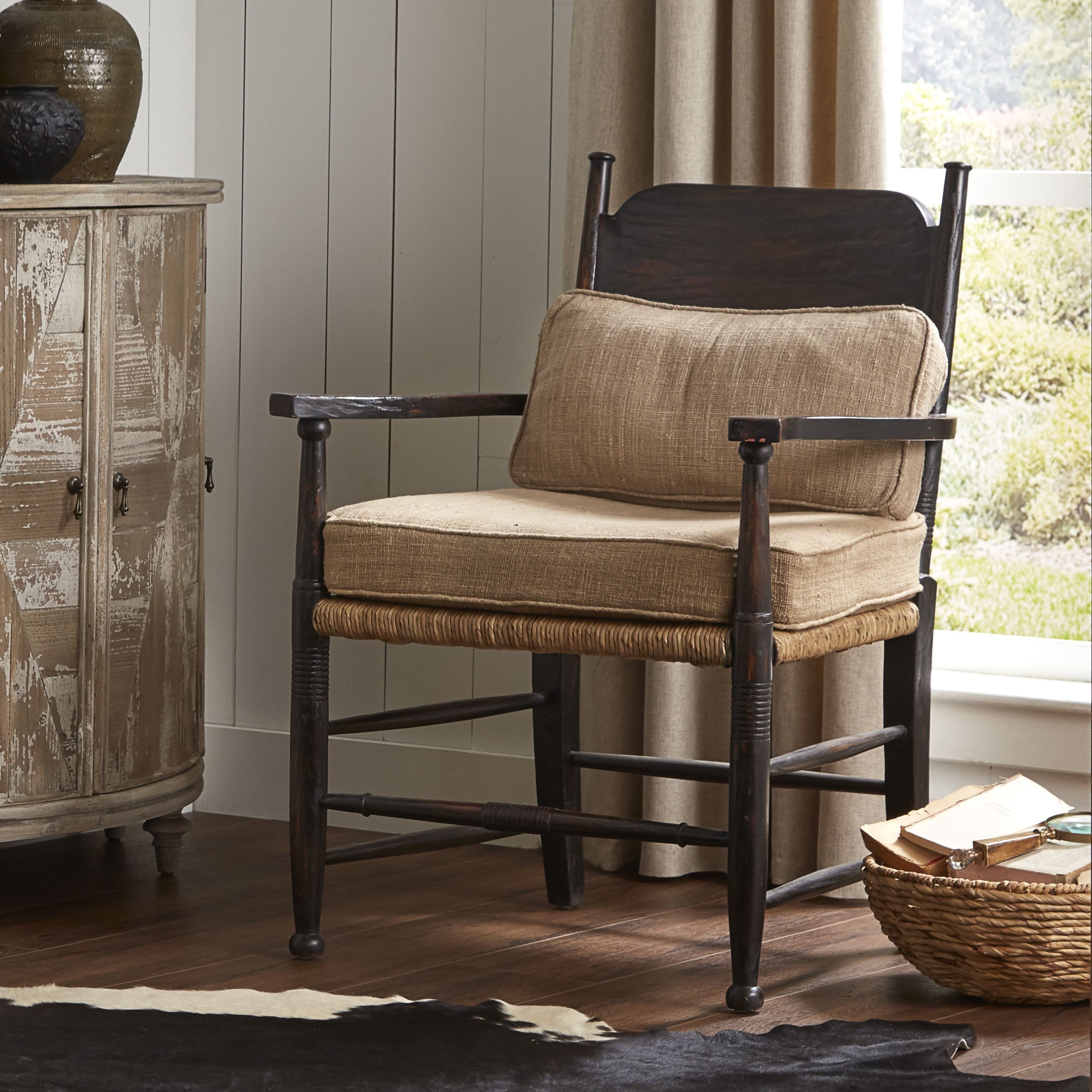 Furniture Classics Glencoe Traditional Mahogany & Silk Accent Armchair