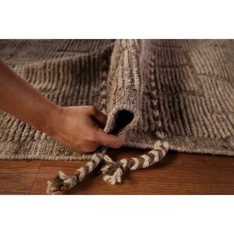 Moroccan Large Modern Area Rug Hand-Knotted Wool Carpet - 12'1"x 18'0"