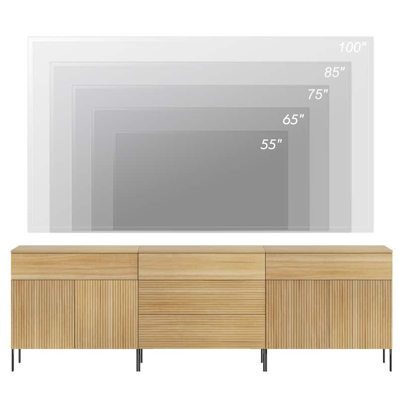 94.5" Modern Reeded 5-Drawer Dresser Set For Bedroom, Minimalist Chest Of Drawers With Storage