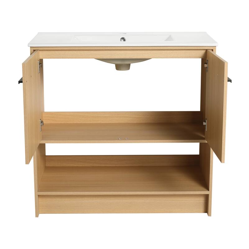ARTCHIRLY 30/36 Inch Bathroom Vanity with Sink, Freestanding Bathroom Vanity with Soft Close Doors and Shelf