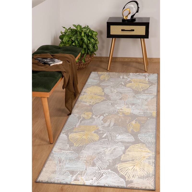London Collection Cream/ Grey Botanical Area Rug