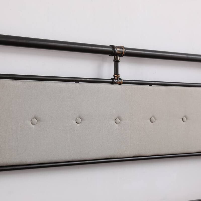 Single-Layer Bed Head and Soft Pull Buckle Bed End Standpipe Water Pipe Bed Black Gold-Painted Iron Bed