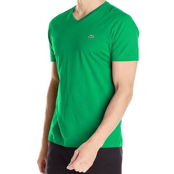 Shop Lacoste New Chlorophyll Green Mens Size 3xl Solid V Neck Tee T Shirt Overstock 18803622
