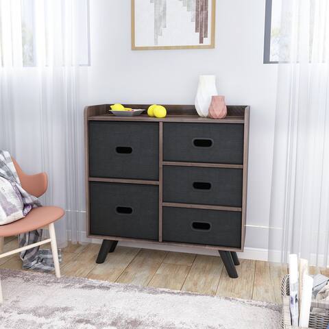 Dresser Organizer Cabinet with 5 Easy Pull Fabric Drawers