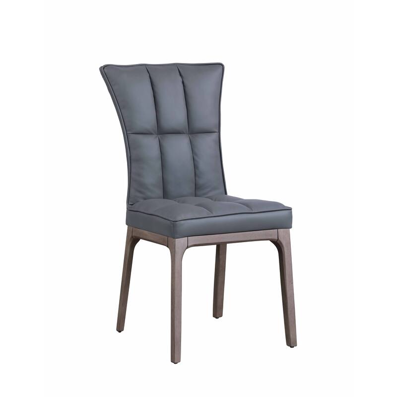 Somette Modern Tufted Side Chair with Solid Wood Frame, Set of 2 - Grey/Grey