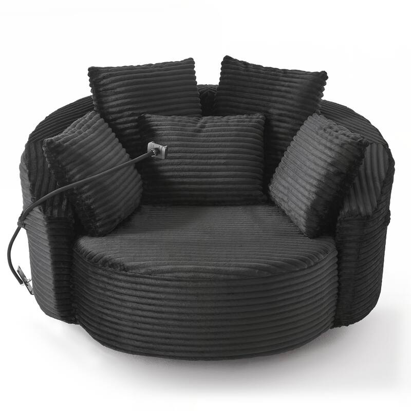 360° Swivel Chair Accent Barrel Chair Corduroy Round Sofa Chair