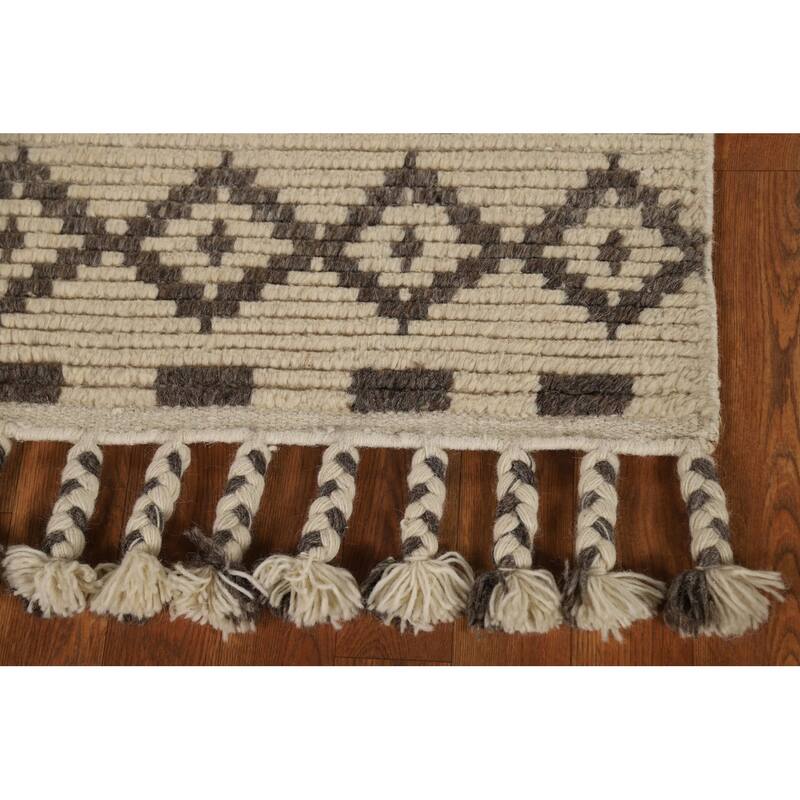 Striped Moroccan Indian Accent Rug Hand-Knotted Wool Carpet - 2'0"x 3'0"