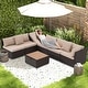 preview thumbnail 38 of 66, EROMMY 6/7 Piece Modular Outdoor Rattan Sofa Set, All-Weather Wicker Patio Furniture with Storage Table, Cushions & Pillows