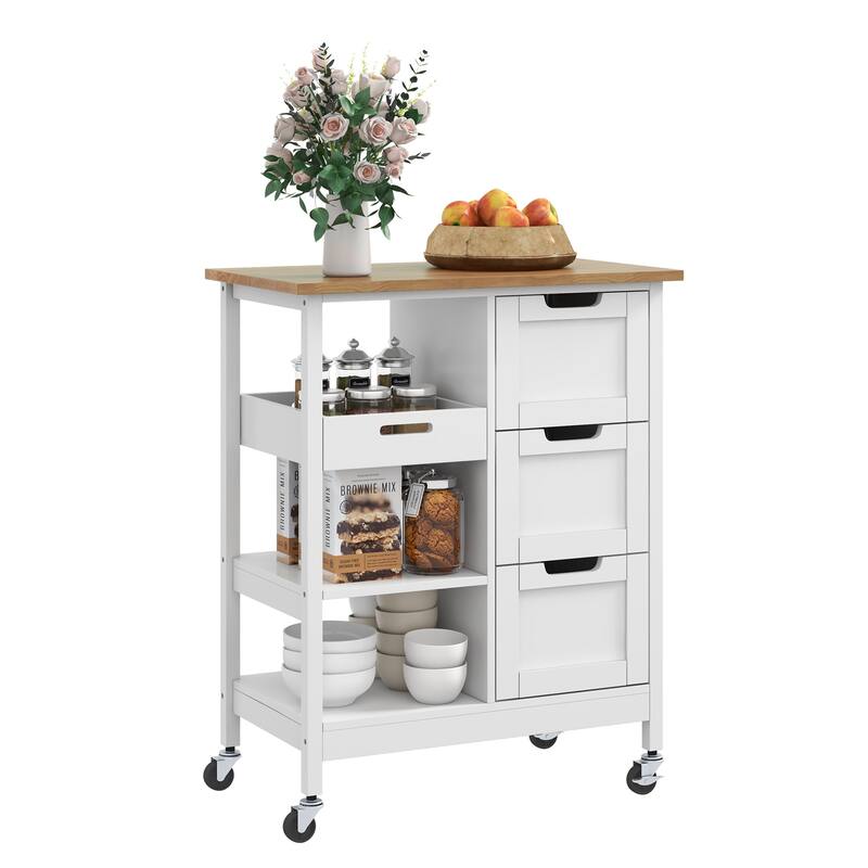 Kitchen Island Cart with Storage, Rolling Kitchen Island e on Wheels with Worktop