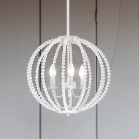 Arni 16 Inch Pure White Beads Bohemian Pendant 3-Light
