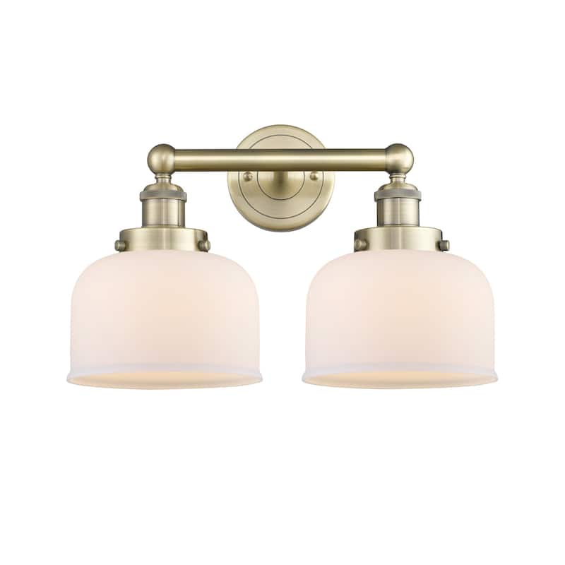Innovations Lighting 616-2W-10-16-L Bell Vanity Bell 2 Light 16" Wide - Antique Brass / Matte White