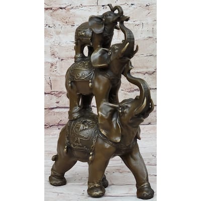 Collectible Bronze Elephant Safari Statue Art Figure Figurine Animal Hot Cast